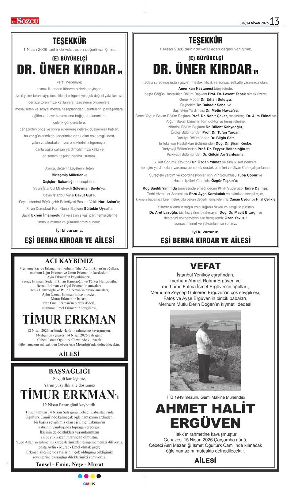 14 Nisan 2026 Vefat İlanları