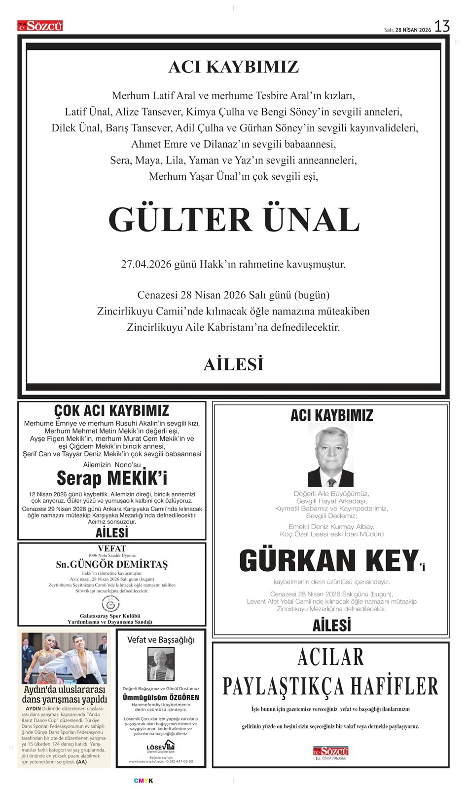 28 Nisan 2026 Vefat İlanları