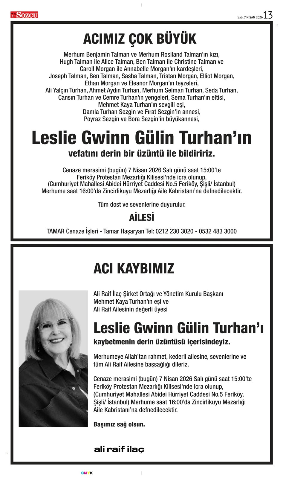 07 Nisan 2026 Vefat İlanları