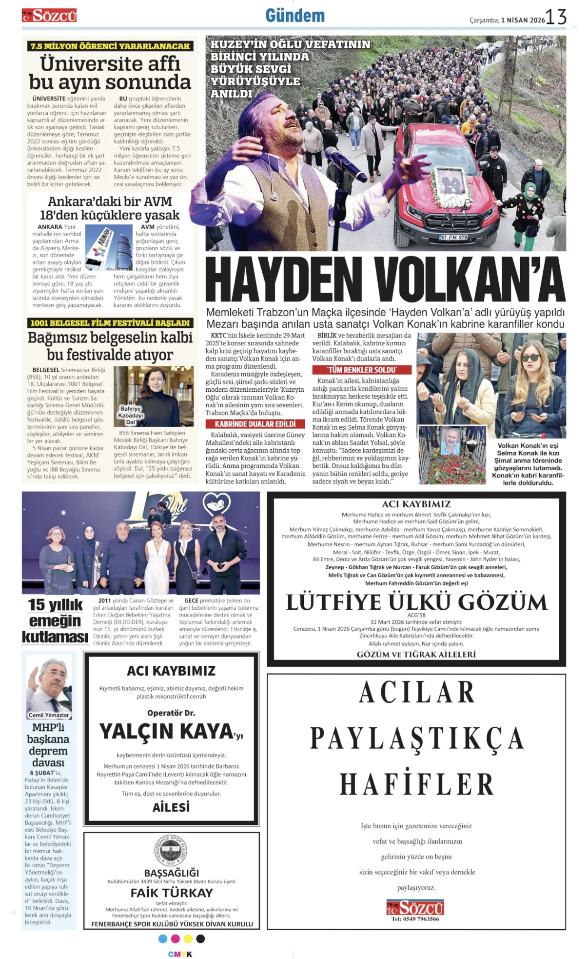 01 Nisan 2026 Vefat İlanları