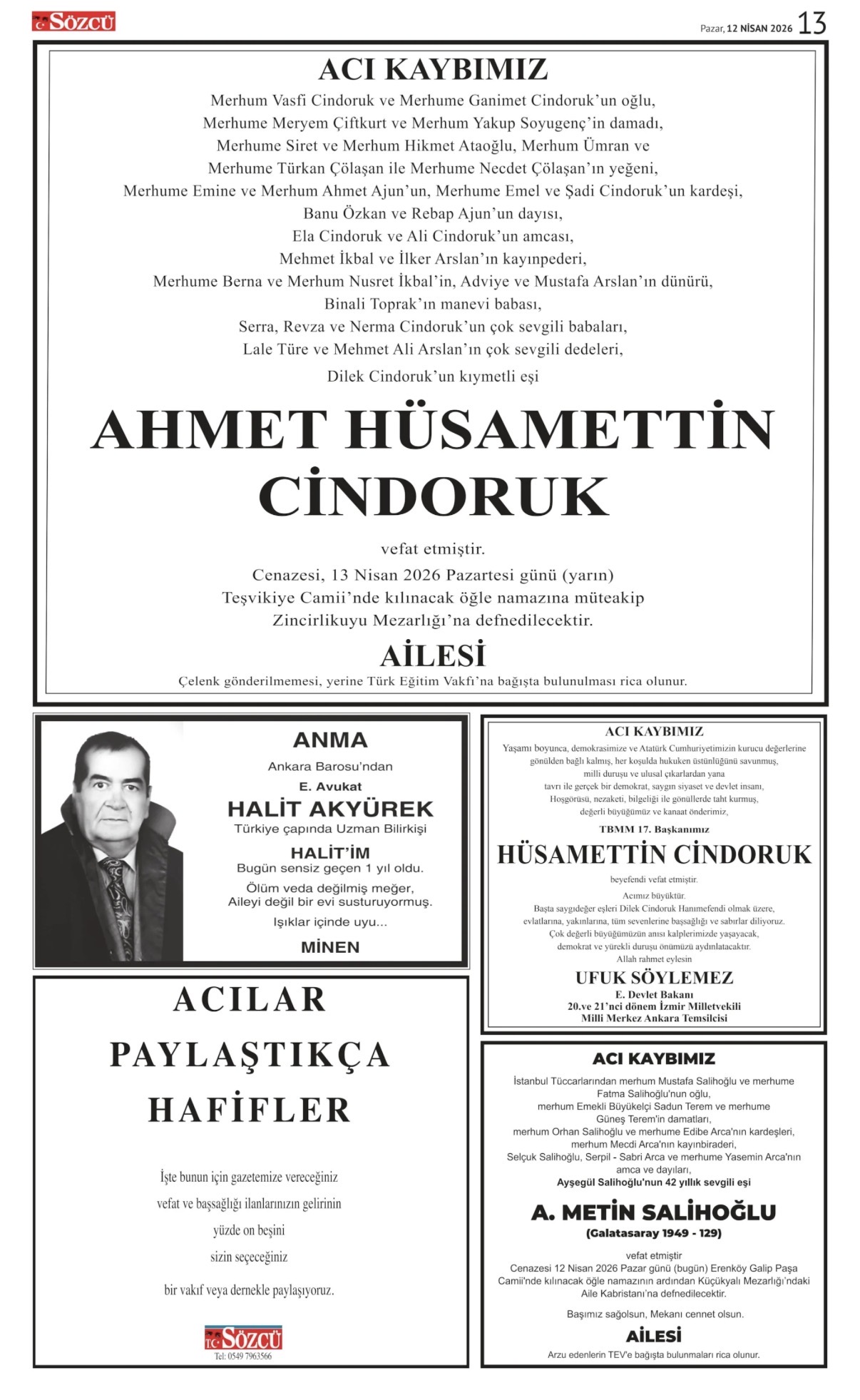 12 Nisan 2026 Vefat İlanları